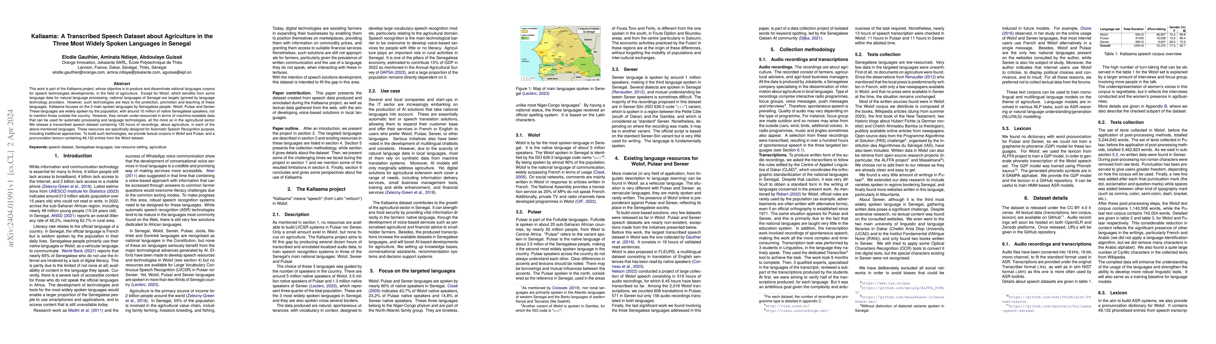 Thumbnail for Kallaama: A Transcribed Speech Dataset about Agriculture in the Three
  Most Widely Spoken Languages in Senegal