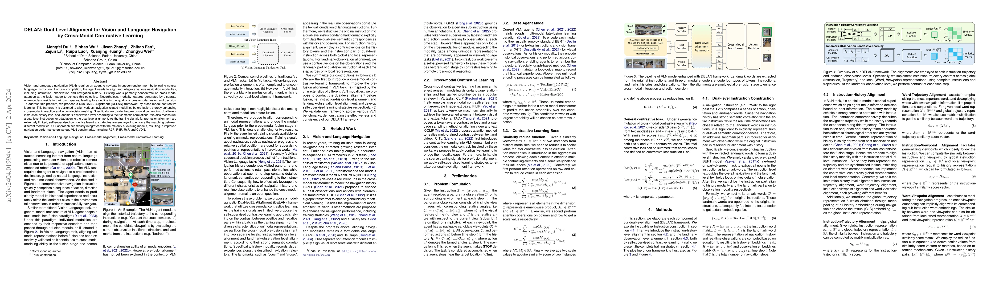 Thumbnail for DELAN: Dual-Level Alignment for Vision-and-Language Navigation by
  Cross-Modal Contrastive Learning