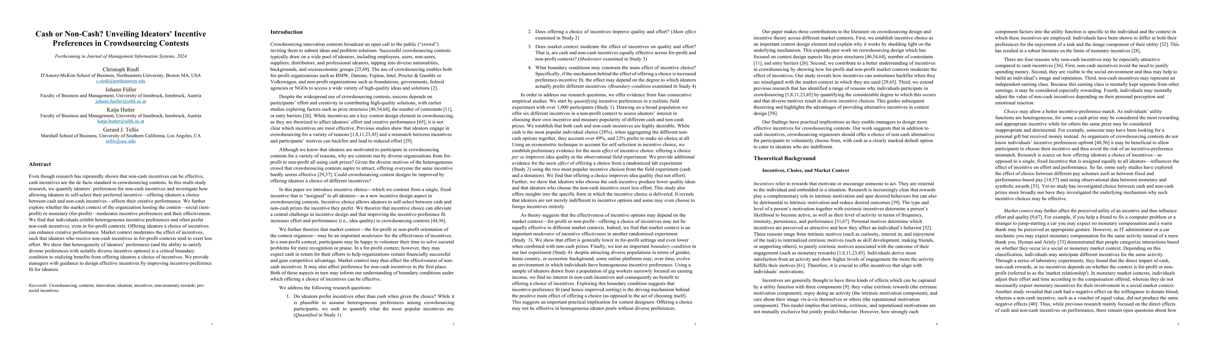 Thumbnail for Cash or Non-Cash? Unveiling Ideators' Incentive Preferences in
  Crowdsourcing Contests