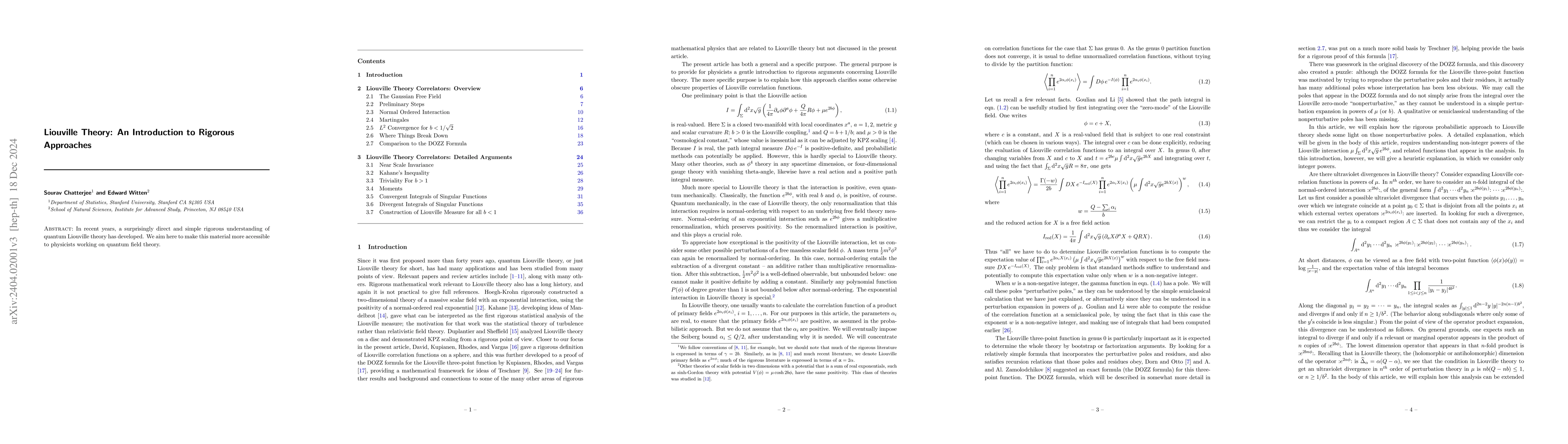 Thumbnail for Liouville Theory: An Introduction to Rigorous Approaches