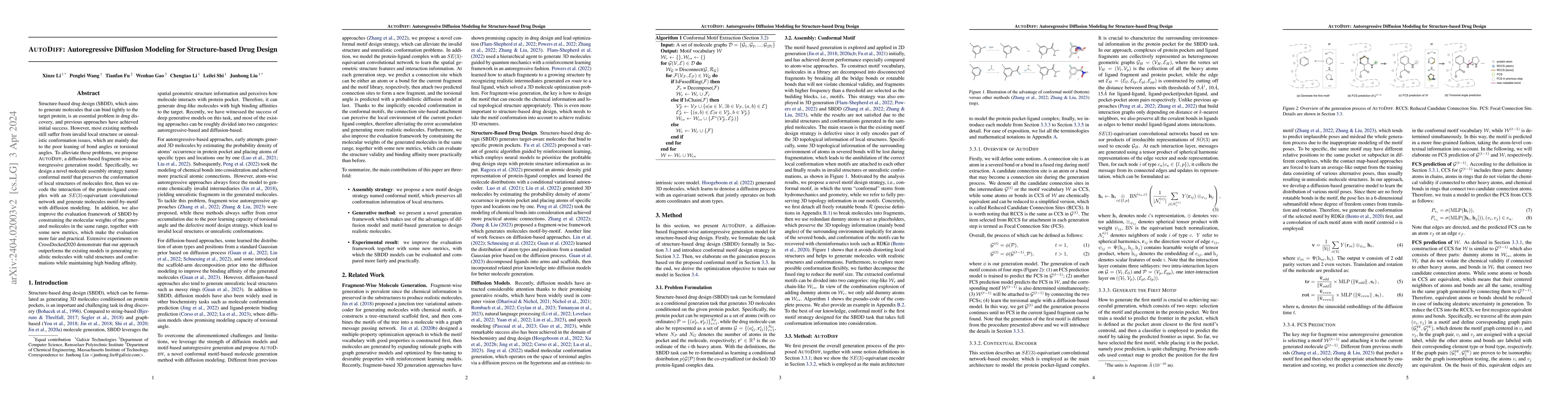 Thumbnail for AUTODIFF: Autoregressive Diffusion Modeling for Structure-based Drug
  Design