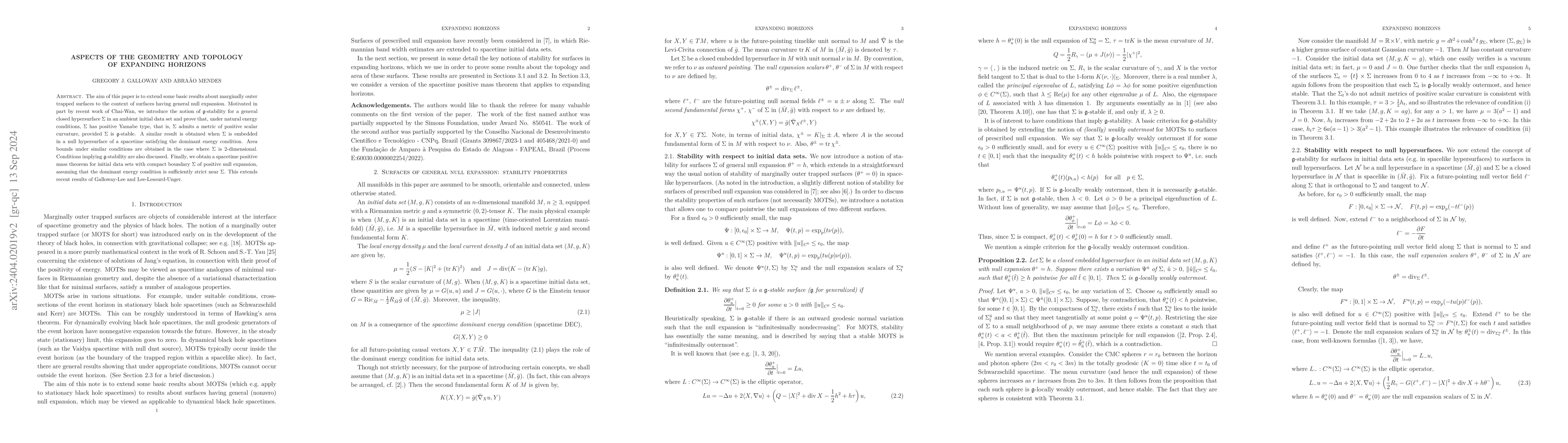 Thumbnail for Aspects of the geometry and topology of expanding horizons