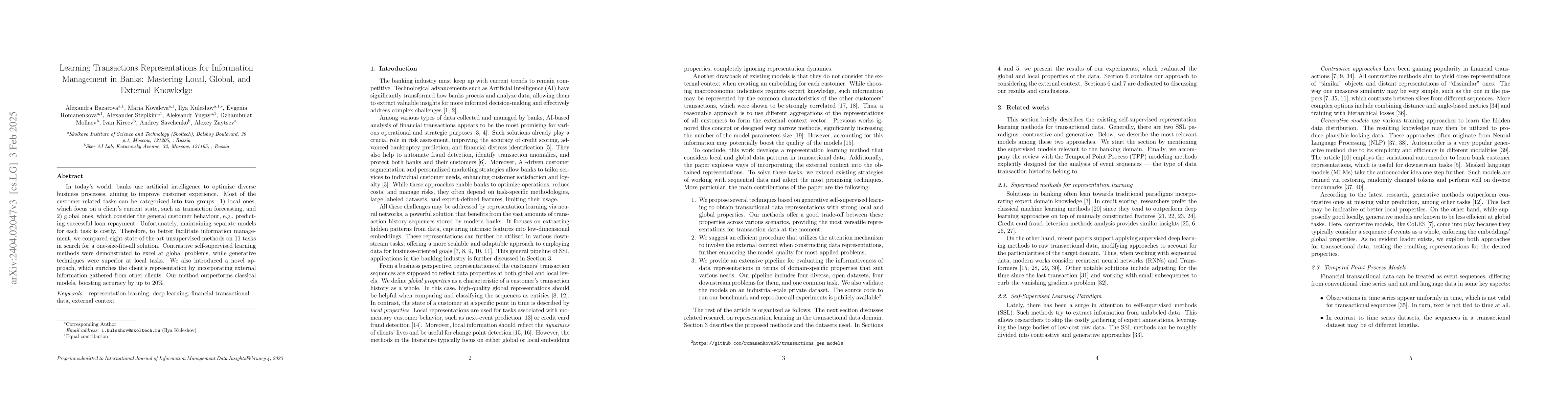Thumbnail for Universal representations for financial transactional data: embracing
  local, global, and external contexts