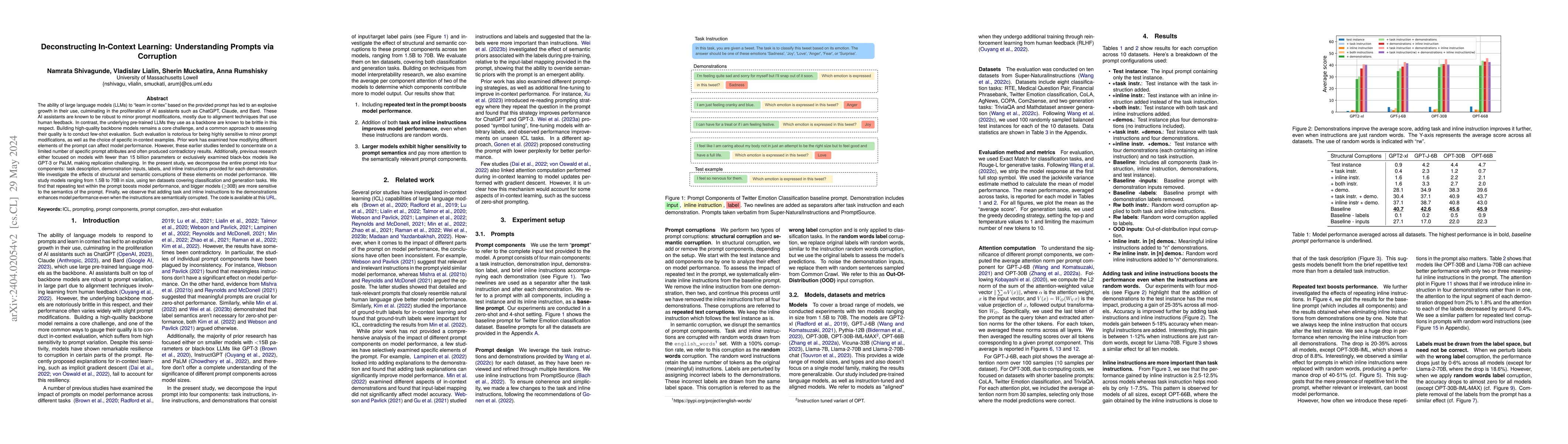 Thumbnail for Deconstructing In-Context Learning: Understanding Prompts via Corruption