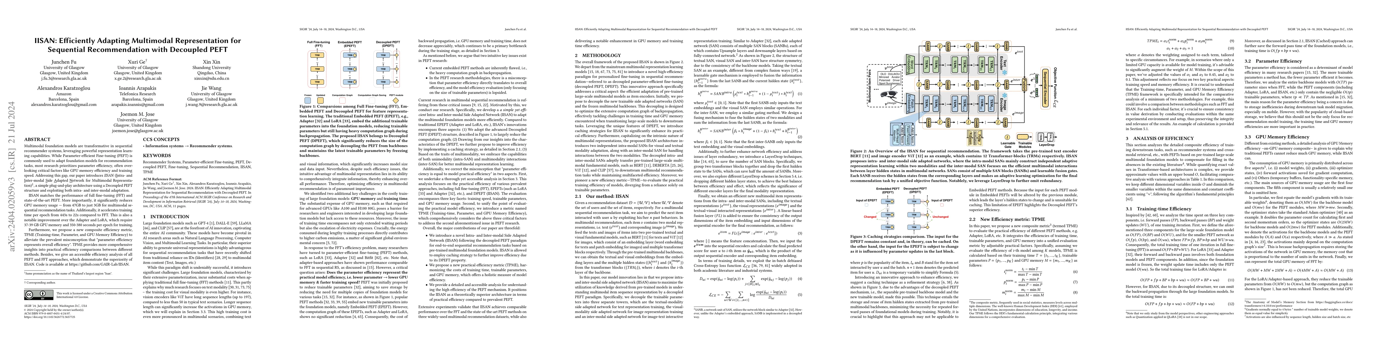 Thumbnail for IISAN: Efficiently Adapting Multimodal Representation for Sequential
  Recommendation with Decoupled PEFT