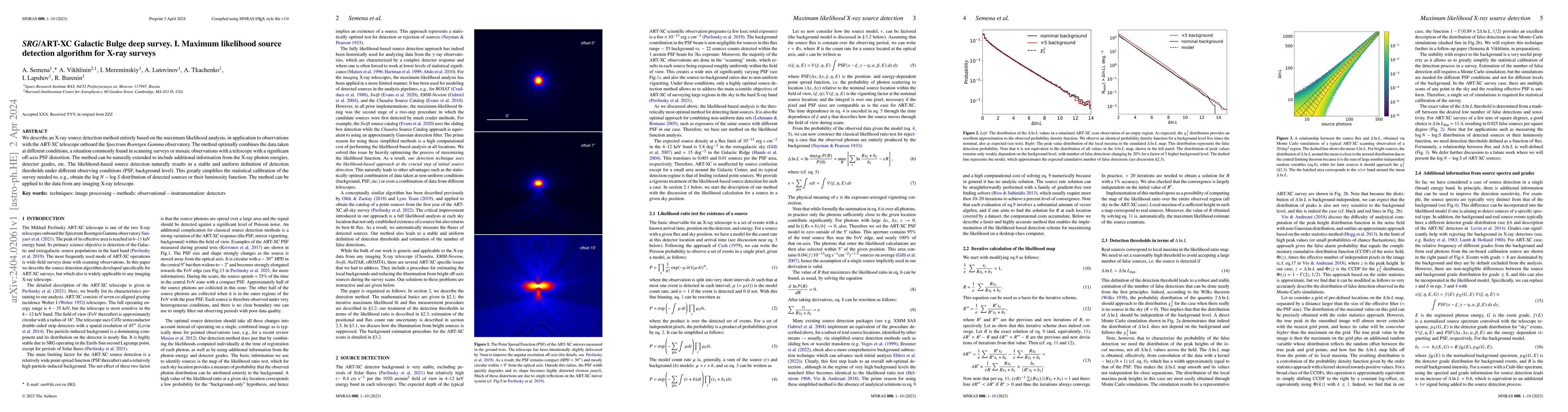 Thumbnail for SRG/ART-XC Galactic Bulge deep survey. I. Maximum likelihood source
  detection algorithm for X-ray surveys