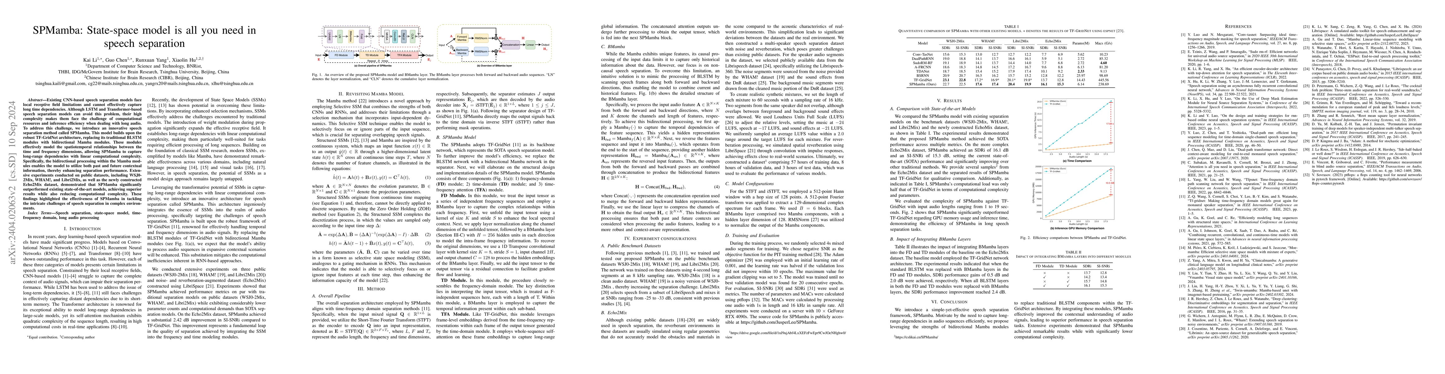 Thumbnail for SPMamba: State-space model is all you need in speech separation