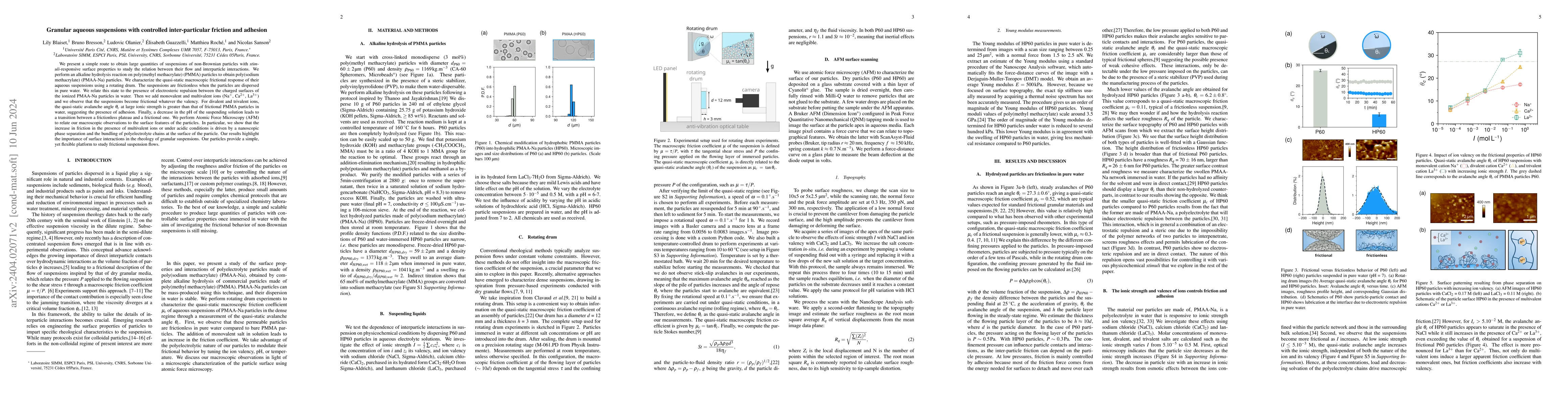 Thumbnail for Granular aqueous suspensions with controlled inter-particular friction
  and adhesion