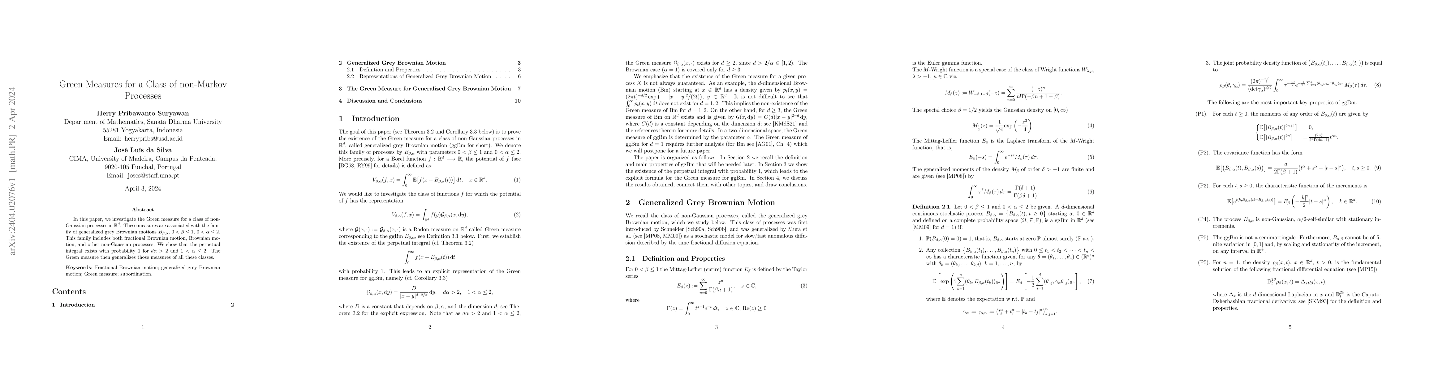 Thumbnail for Green Measures for a Class of non-Markov Processes