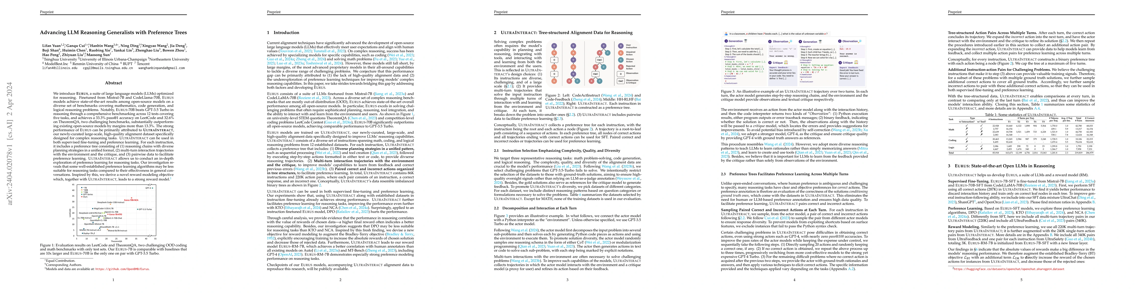 Thumbnail for Advancing LLM Reasoning Generalists with Preference Trees