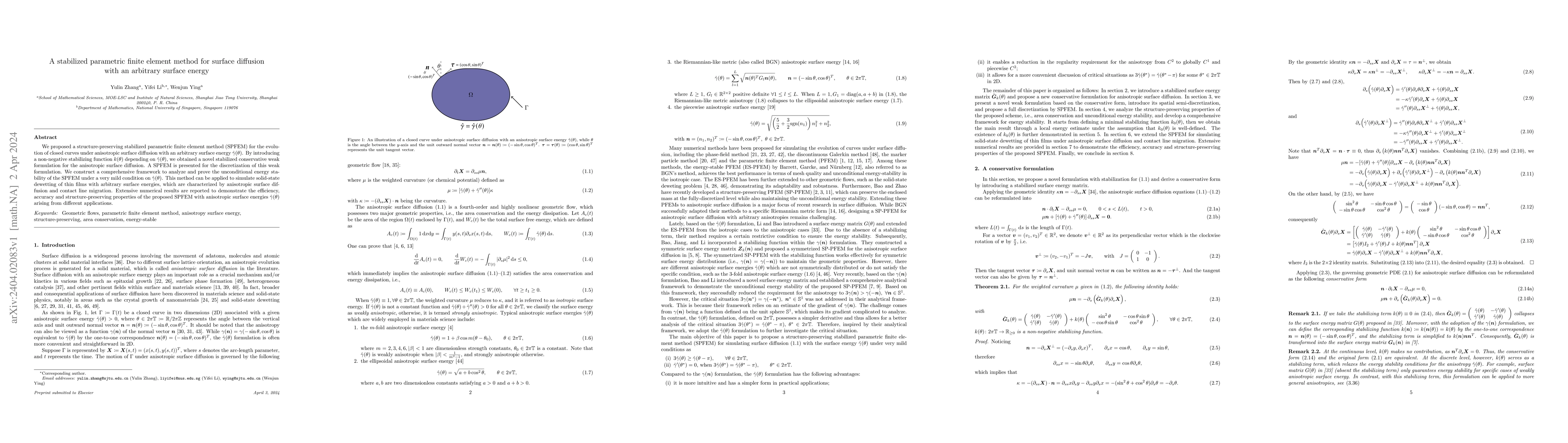 Thumbnail for A Stabilized Parametric Finite Element Method for Surface Diffusion with
  an Arbitrary Surface Energy