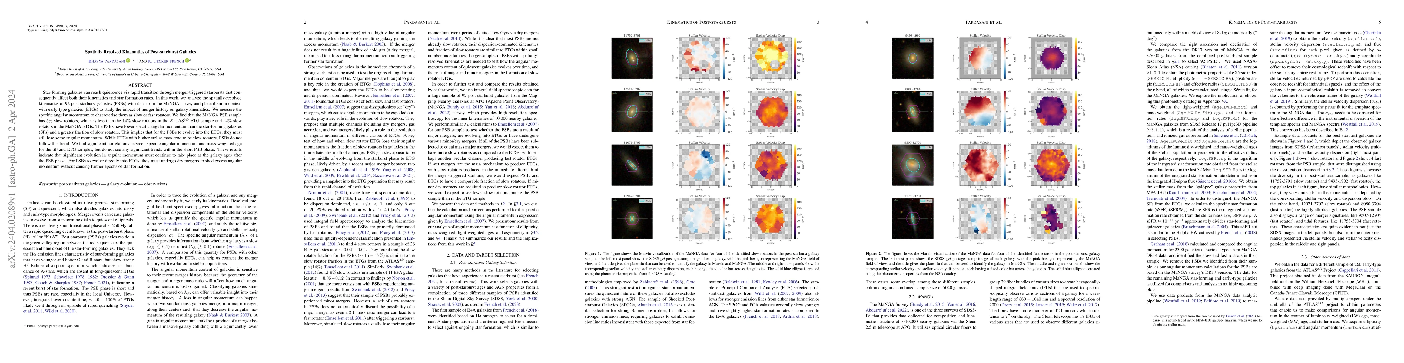 Thumbnail for Spatially Resolved Kinematics of Post-starburst Galaxies