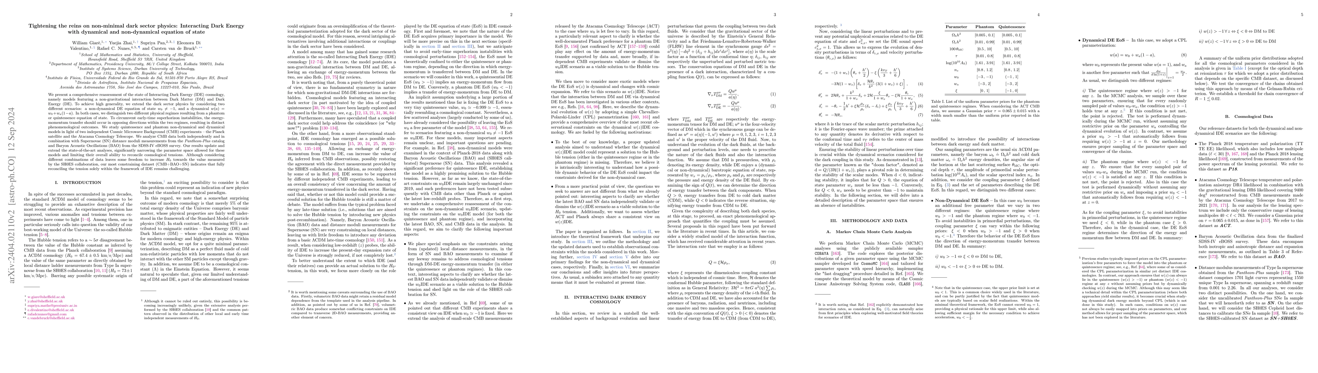 Thumbnail for Tightening the reins on non-minimal dark sector physics: Interacting
  Dark Energy with dynamical and non-dynamical equation of state