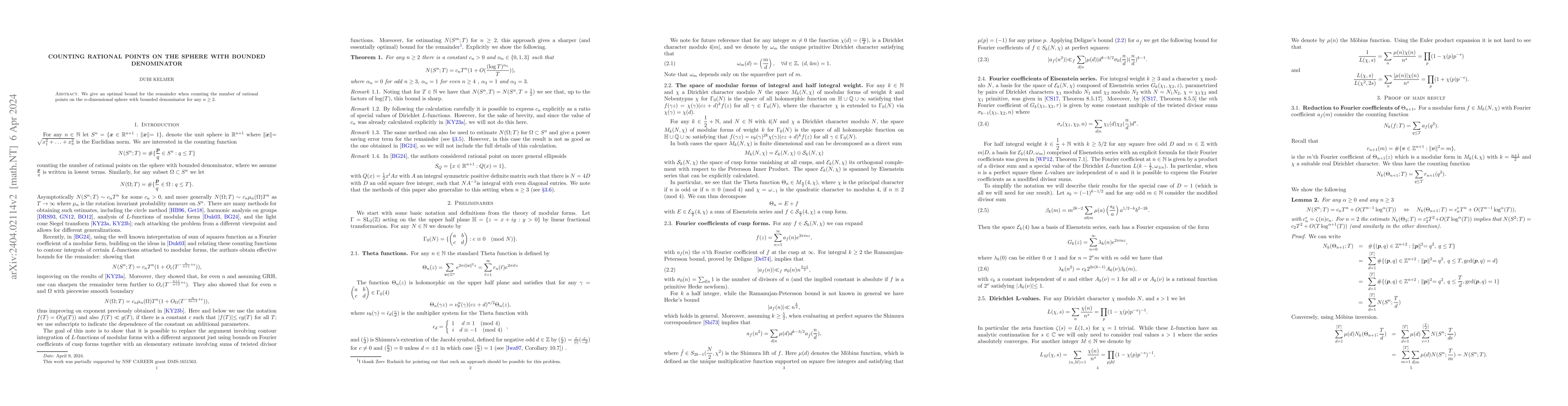 Thumbnail for Counting rational points on the sphere with bounded denominator