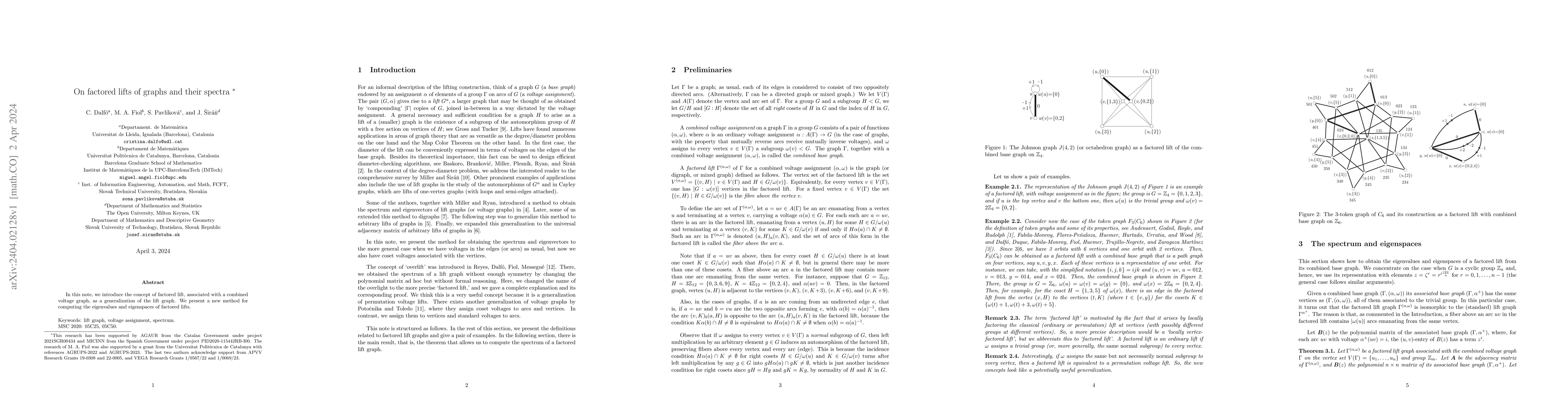Thumbnail for On factored lifts of graphs and their spectra