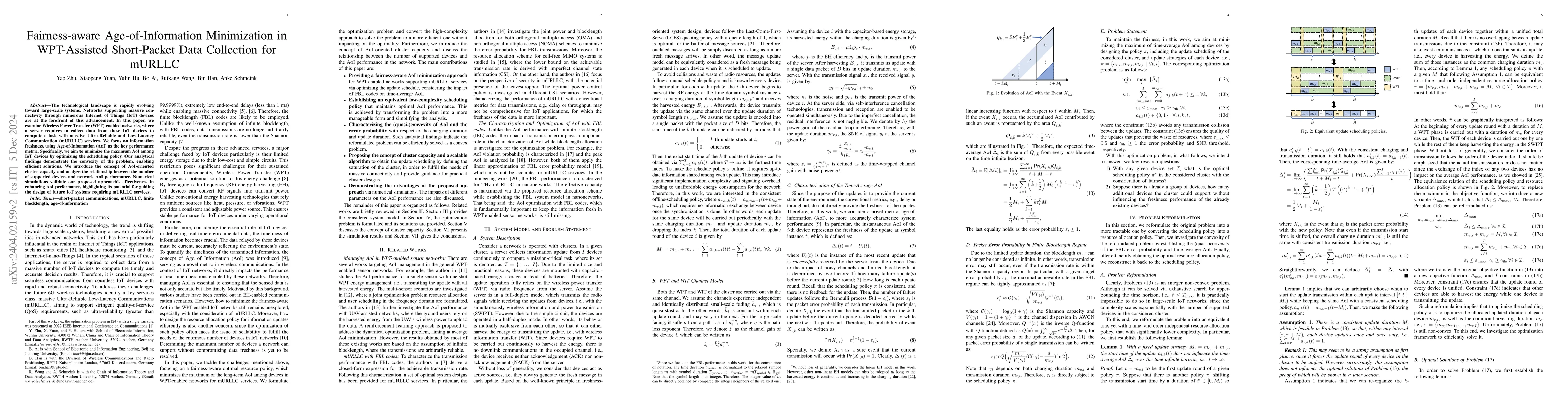 Thumbnail for Fairness-aware Age-of-Information Minimization in WPT-Assisted
  Short-Packet THz Communications for mURLLC
