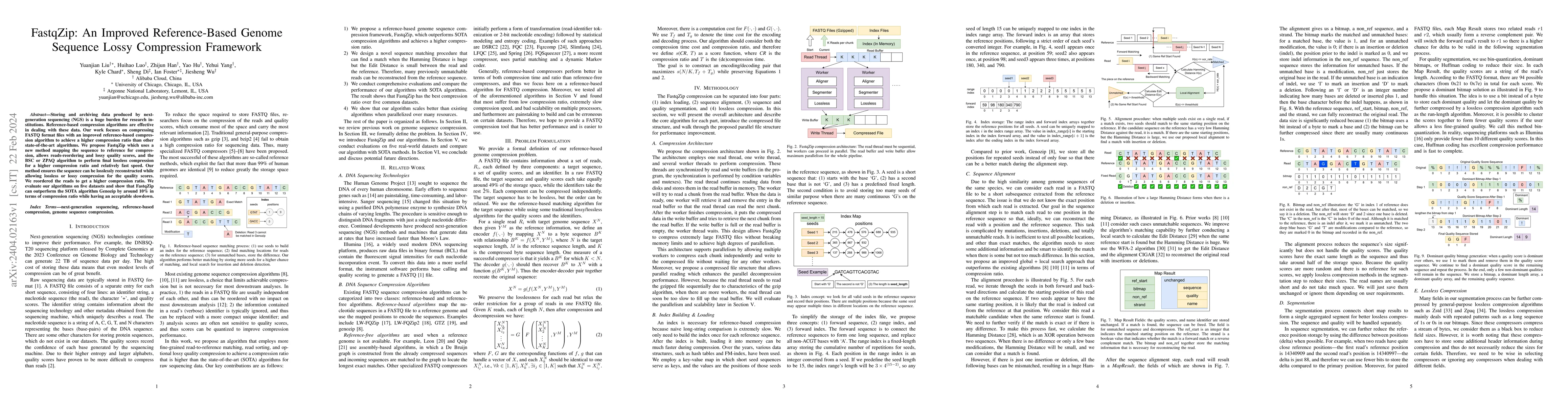 Thumbnail for FastqZip: An Improved Reference-Based Genome Sequence Lossy Compression
  Framework