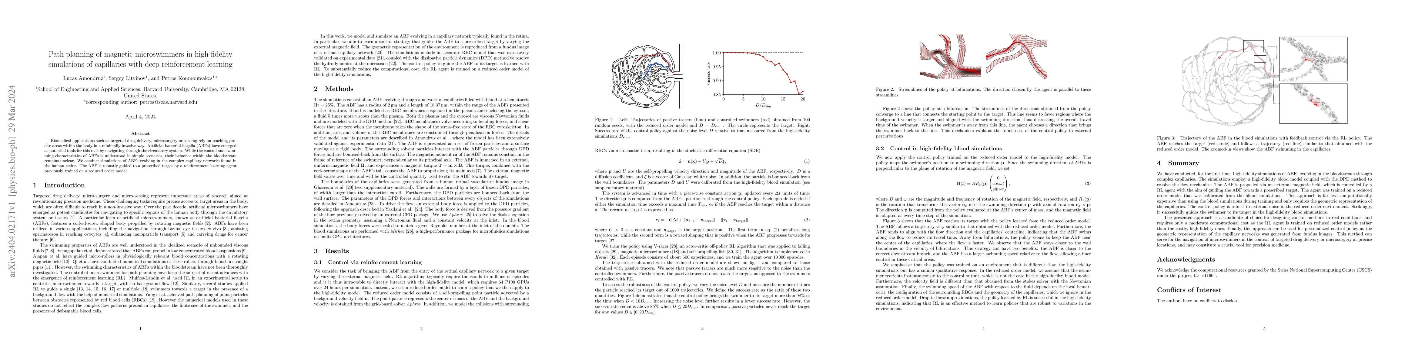 Thumbnail for Path planning of magnetic microswimmers in high-fidelity simulations of
  capillaries with deep reinforcement learning