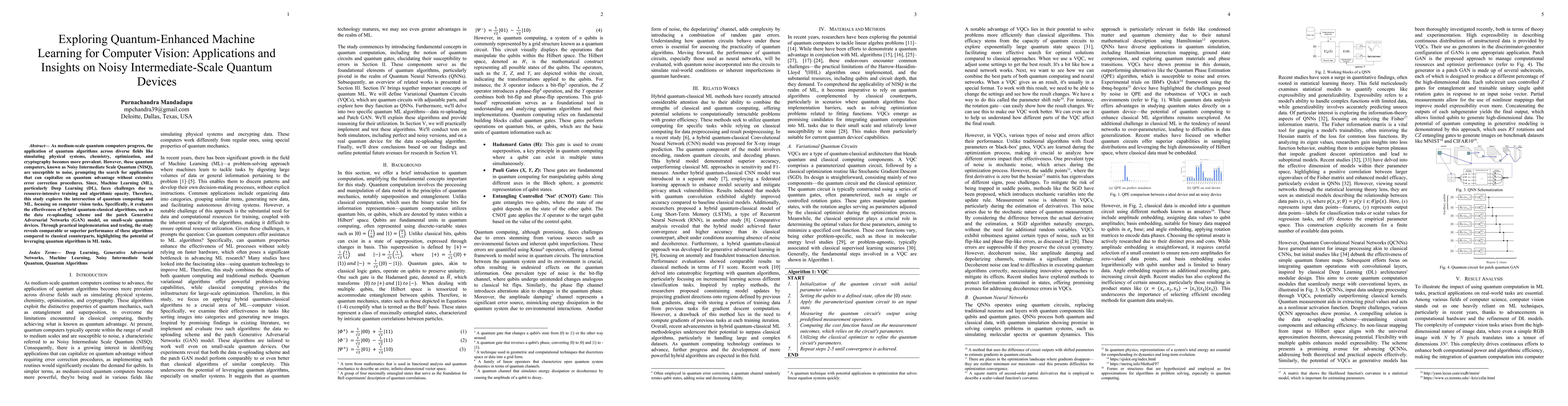 Thumbnail for Exploring Quantum-Enhanced Machine Learning for Computer Vision:
  Applications and Insights on Noisy Intermediate-Scale Quantum Devices