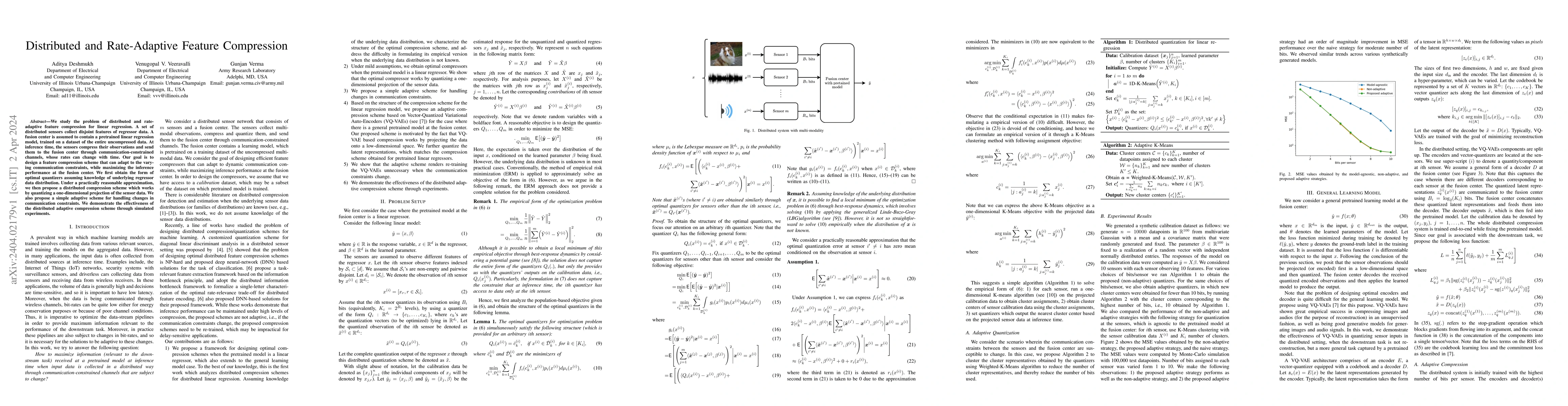 Thumbnail for Distributed and Rate-Adaptive Feature Compression