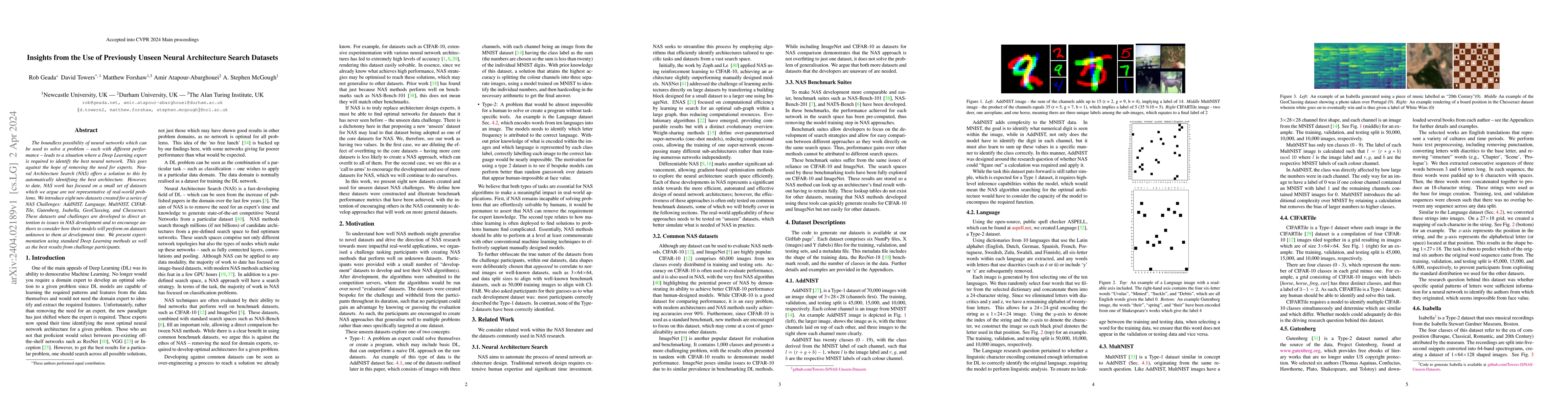 Thumbnail for Insights from the Use of Previously Unseen Neural Architecture Search
  Datasets