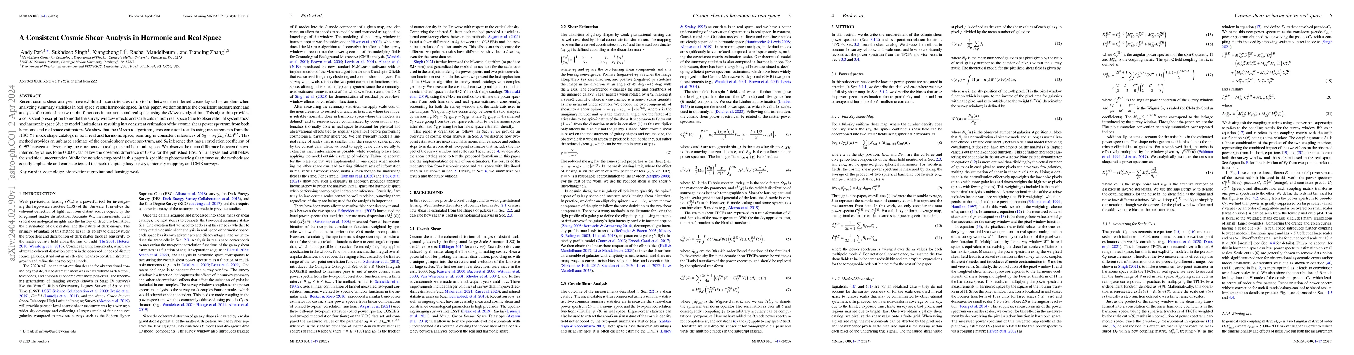 Thumbnail for A Consistent Cosmic Shear Analysis in Harmonic and Real Space
