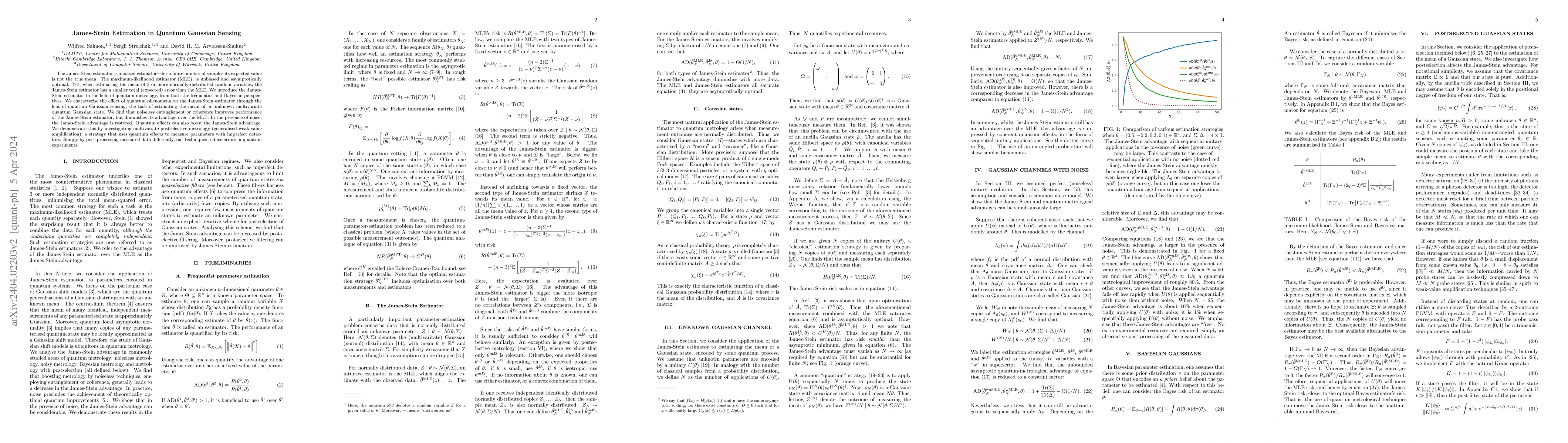 Thumbnail for James-Stein Estimation in Quantum Gaussian Sensing