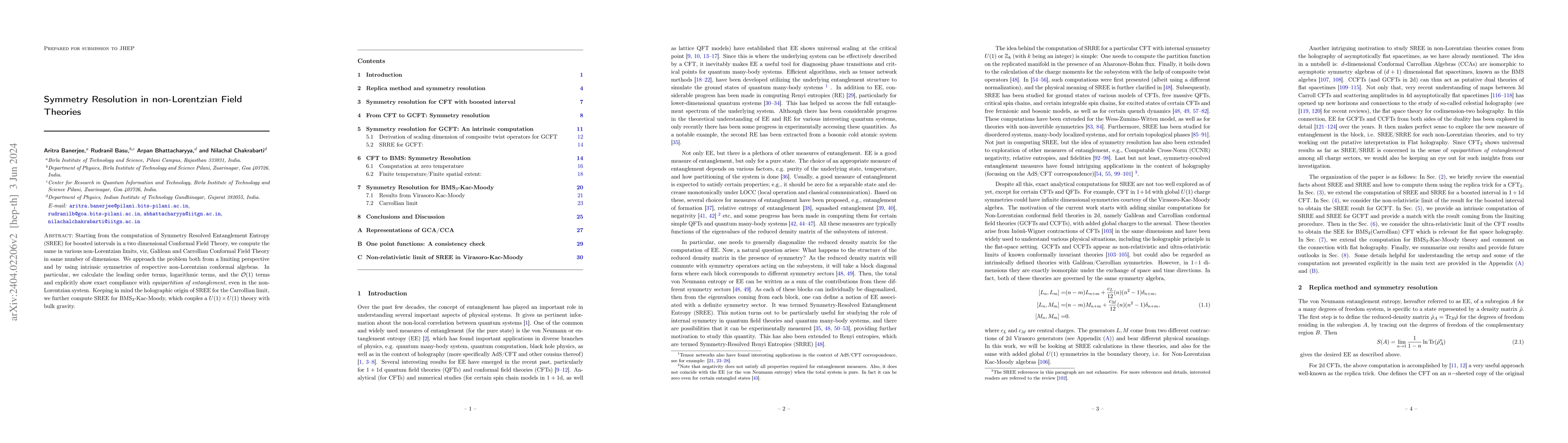 Thumbnail for Symmetry Resolution in non-Lorentzian Field Theories