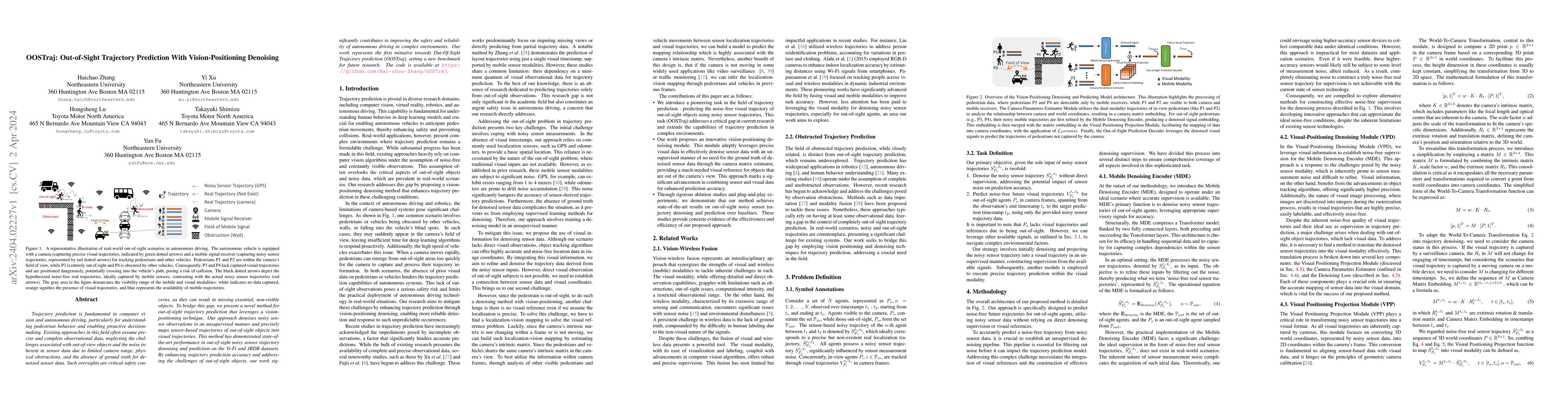 Thumbnail for OOSTraj: Out-of-Sight Trajectory Prediction With Vision-Positioning
  Denoising