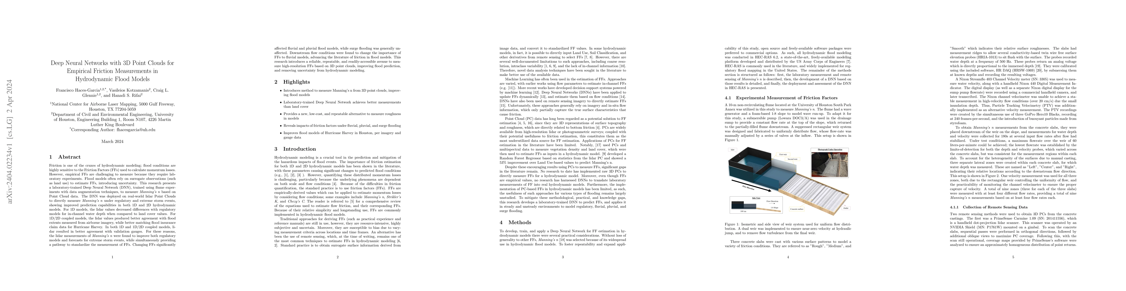 Thumbnail for Deep Neural Networks with 3D Point Clouds for Empirical Friction
  Measurements in Hydrodynamic Flood Models