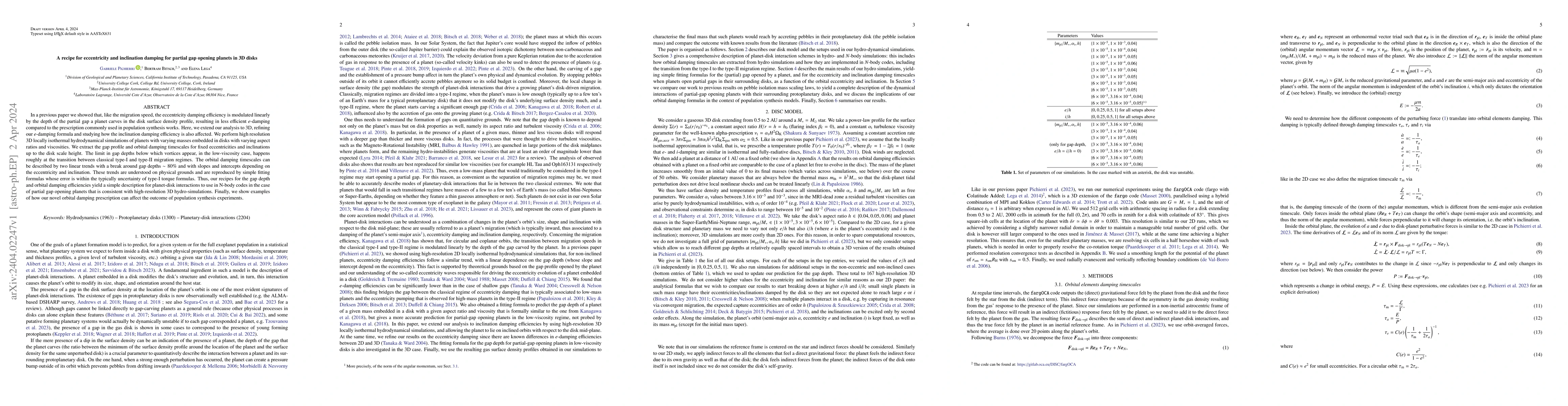 Thumbnail for A recipe for eccentricity and inclination damping for partial gap
  opening planets in 3D disks