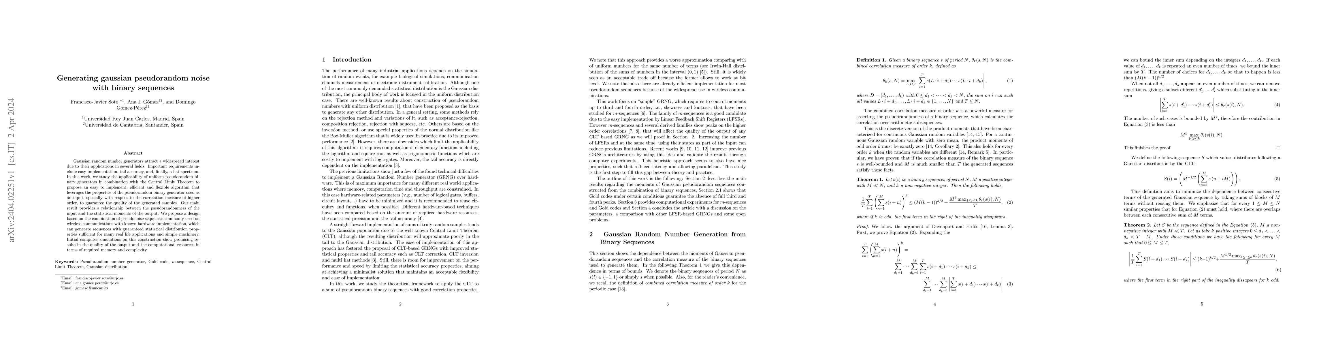 Thumbnail for Generating gaussian pseudorandom noise with binary sequences
