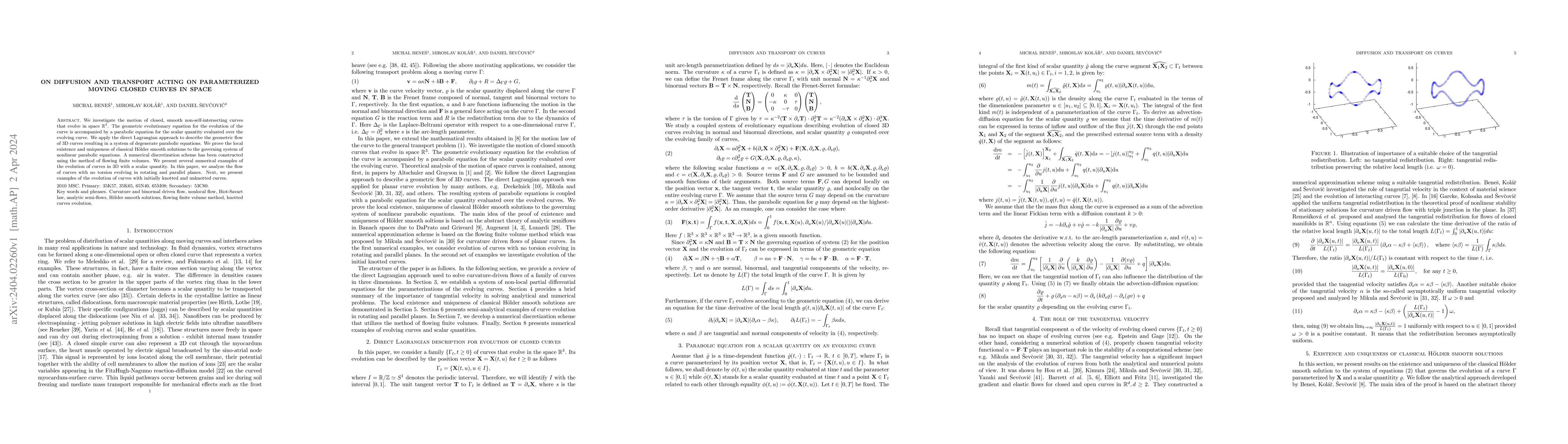 Thumbnail for On diffusion and transport acting on parameterized moving closed curves
  in space