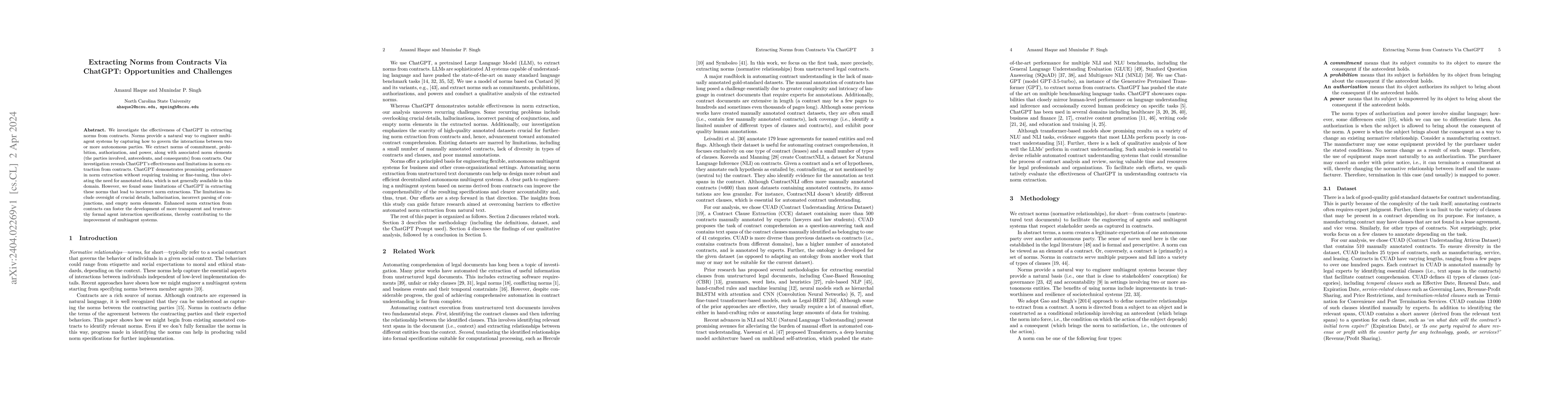 Thumbnail for Extracting Norms from Contracts Via ChatGPT: Opportunities and
  Challenges