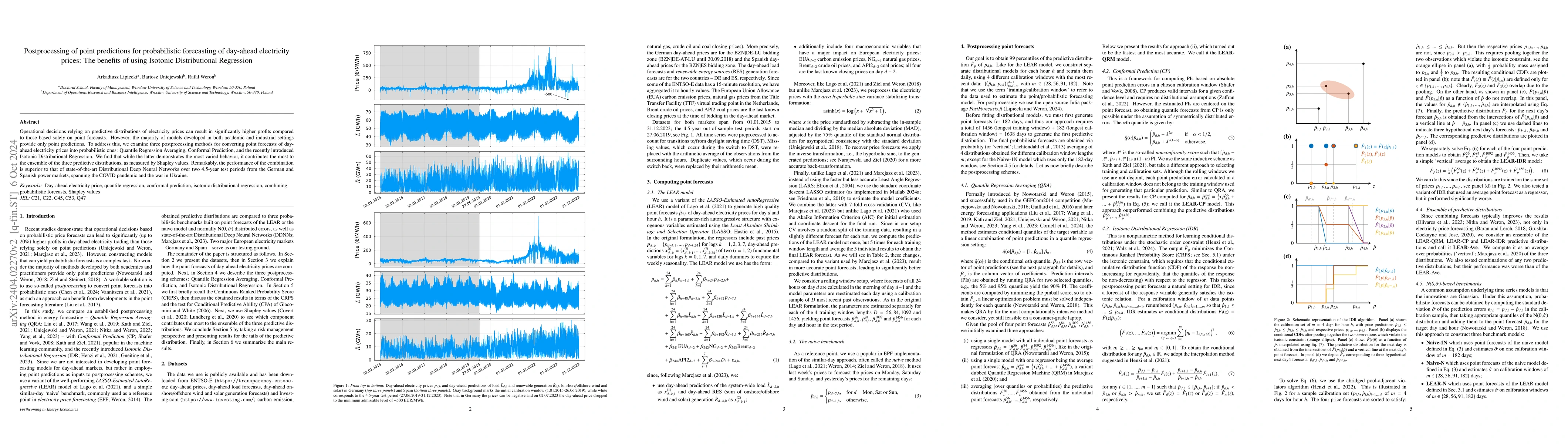 Thumbnail for Postprocessing of point predictions for probabilistic forecasting of
  electricity prices: Diversity matters