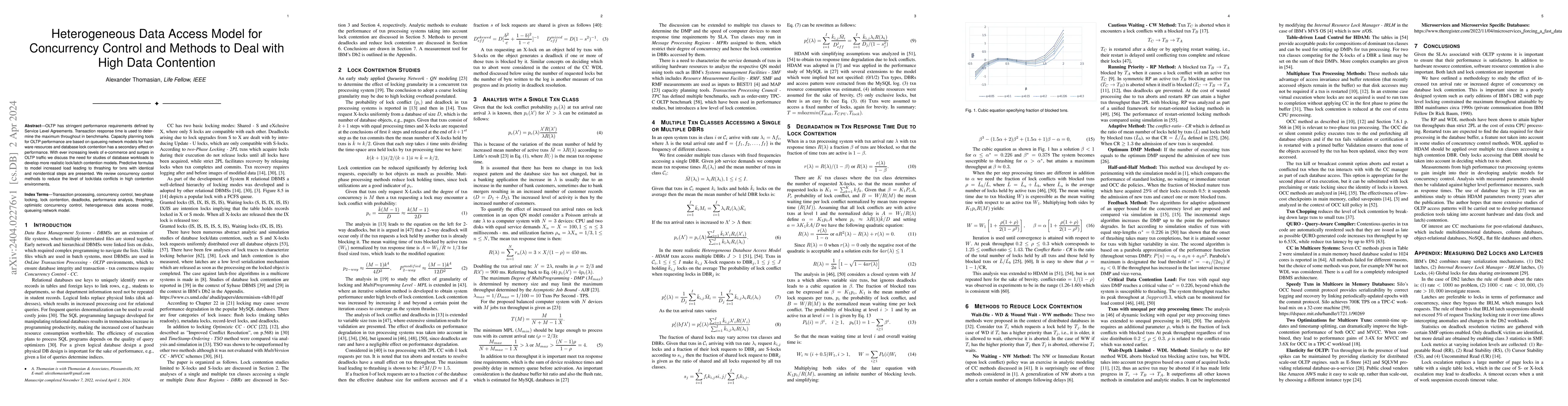 Thumbnail for Heterogeneous Data Access Model for Concurrency Control and Methods to
  Deal with High Data Contention