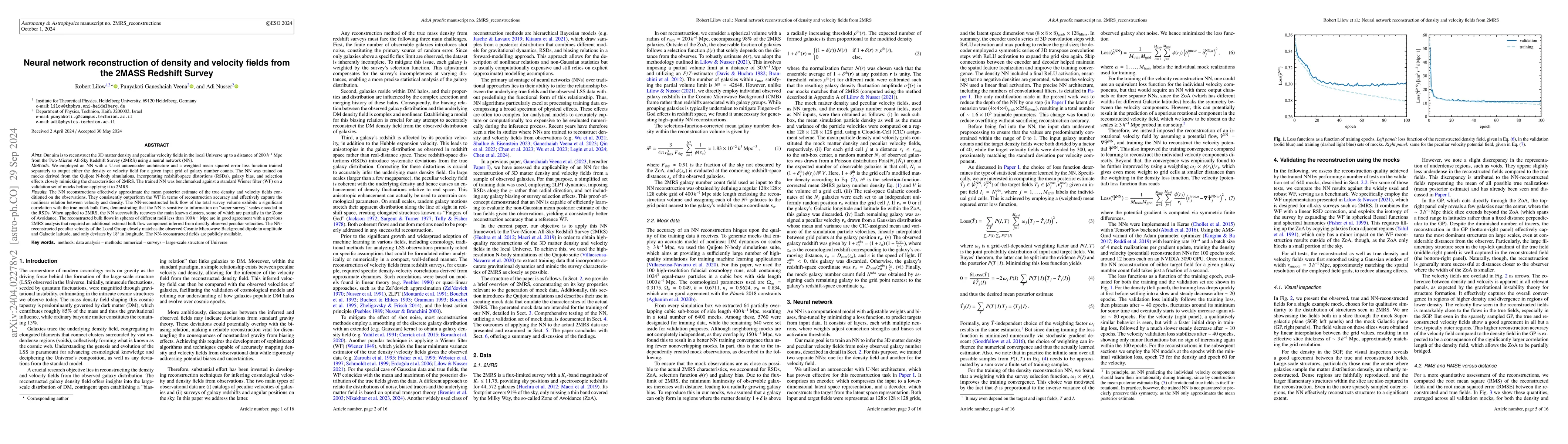 Thumbnail for Neural network reconstruction of density and velocity fields from the
  2MASS Redshift Survey