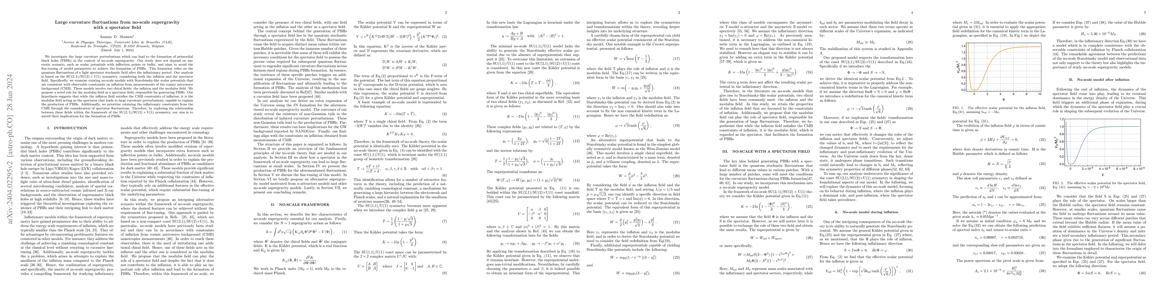 Thumbnail for Large curvature fluctuations from no-scale supergravity with a spectator
  field