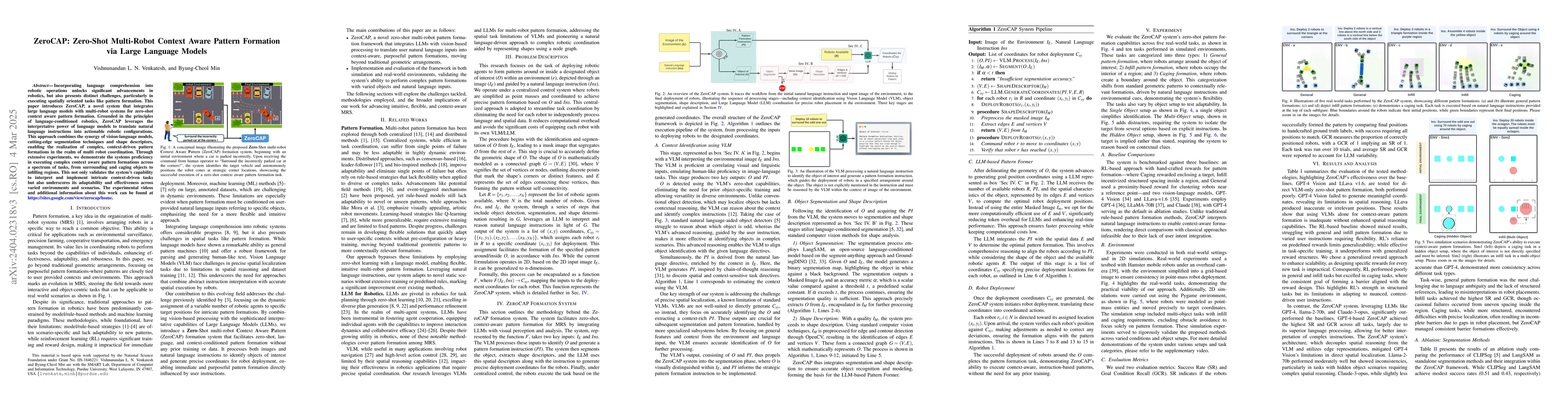 Thumbnail for ZeroCAP: Zero-Shot Multi-Robot Context Aware Pattern Formation via Large
  Language Models