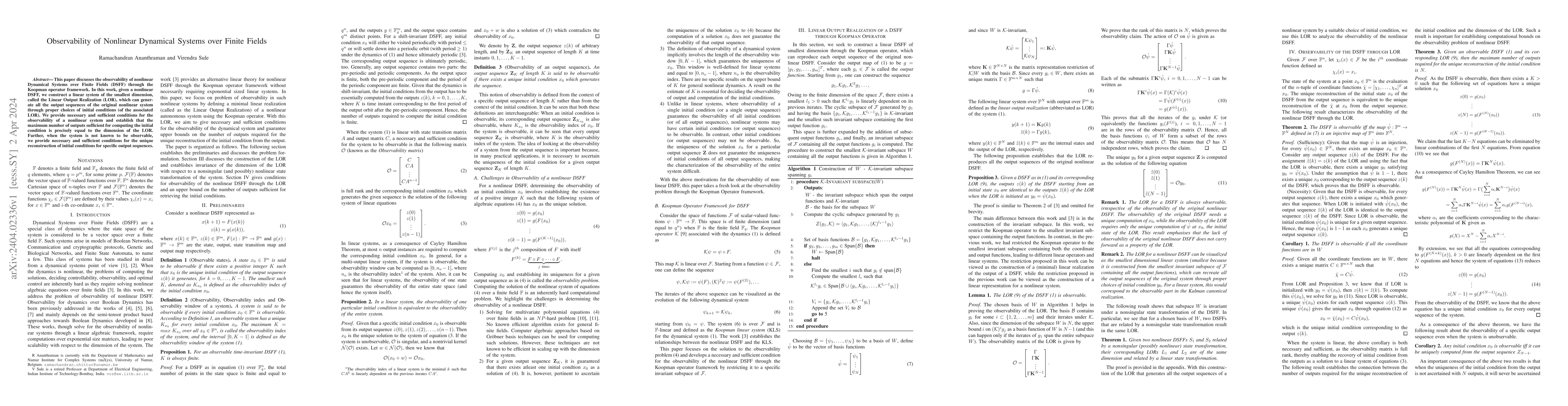 Thumbnail for Observability of Nonlinear Dynamical Systems over Finite Fields