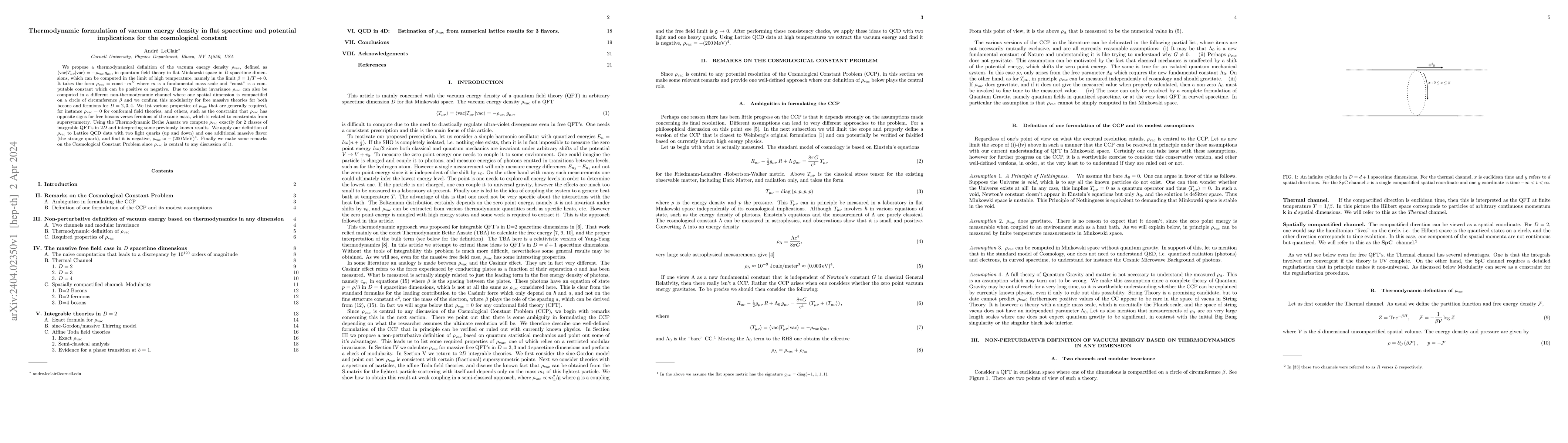 Thumbnail for Thermodynamic formulation of vacuum energy density in flat spacetime and
  potential implications for the cosmological constant