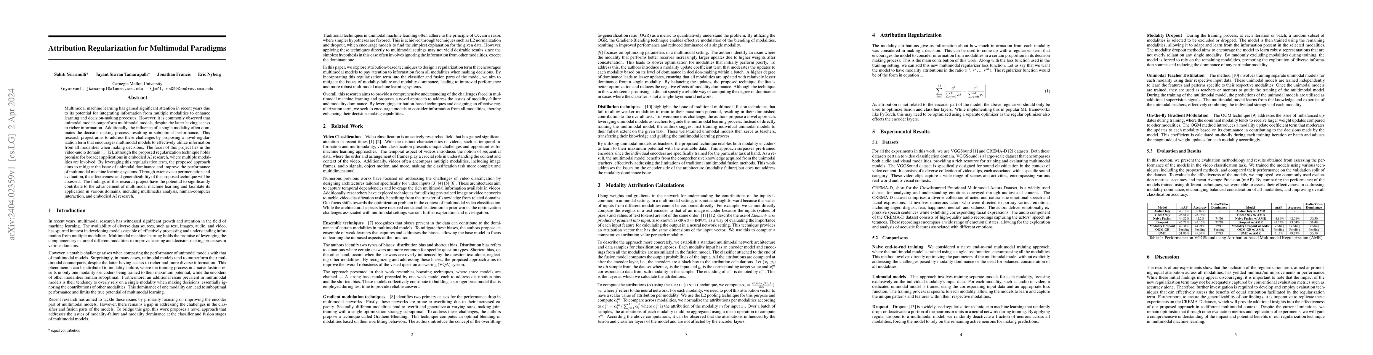 Thumbnail for Attribution Regularization for Multimodal Paradigms