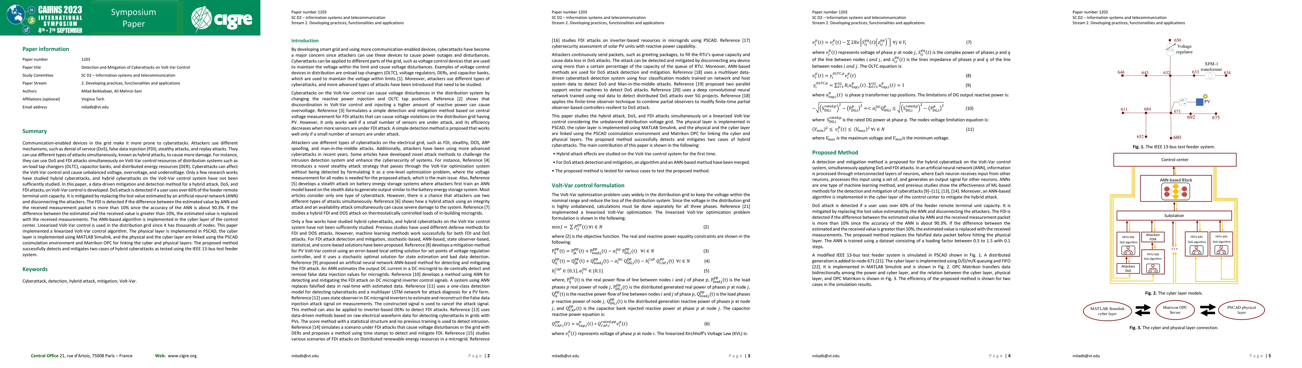 Thumbnail for Detection and Mitigation of Cyberattacks on Volt-Var Control