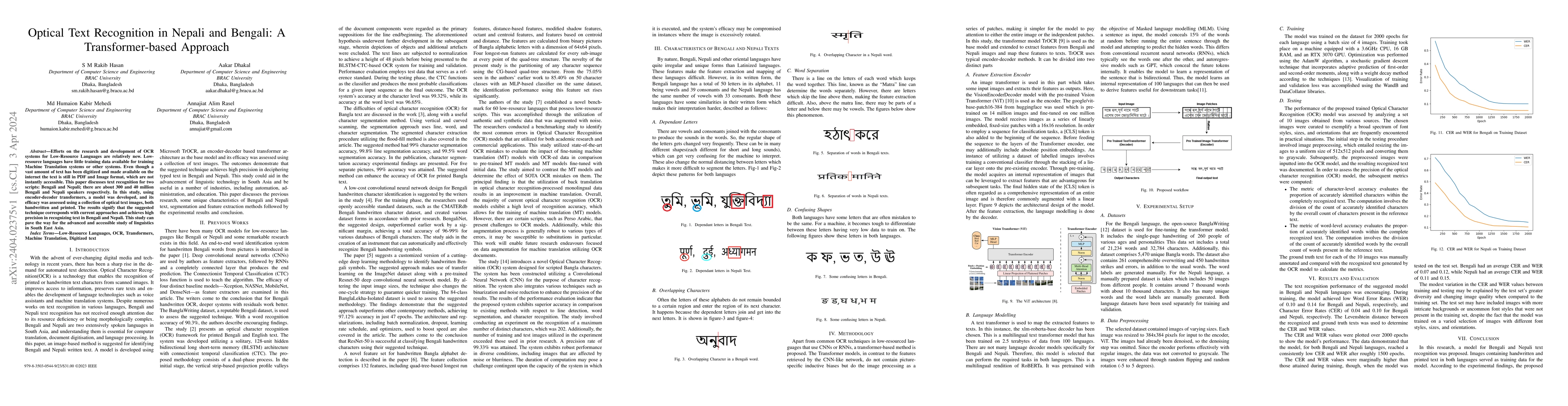 Thumbnail for Optical Text Recognition in Nepali and Bengali: A Transformer-based
  Approach