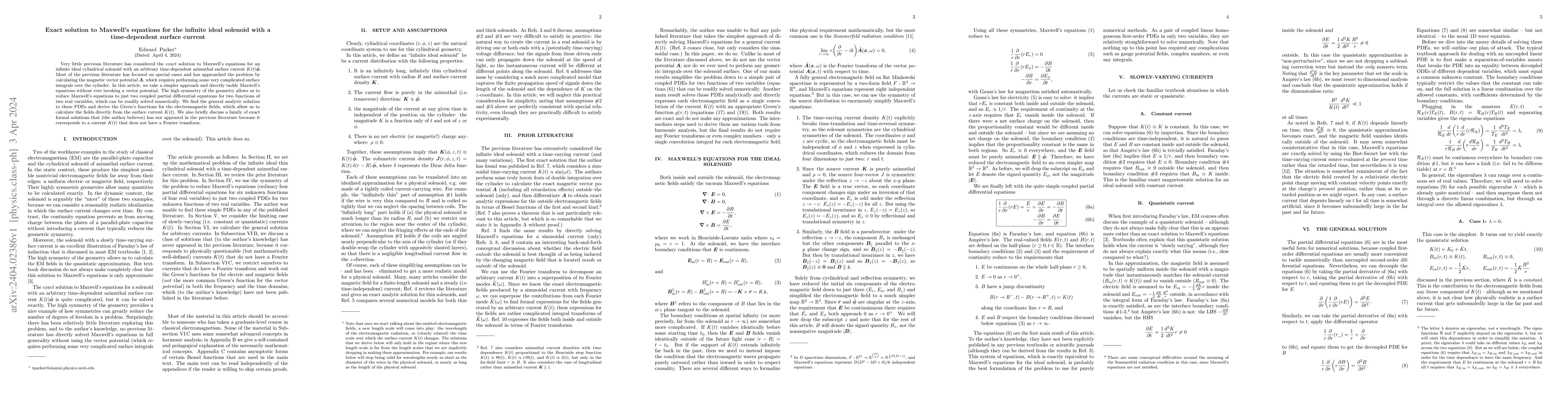 Thumbnail for Exact solution to Maxwell's equations for the infinite ideal solenoid
  with a time-dependent surface current