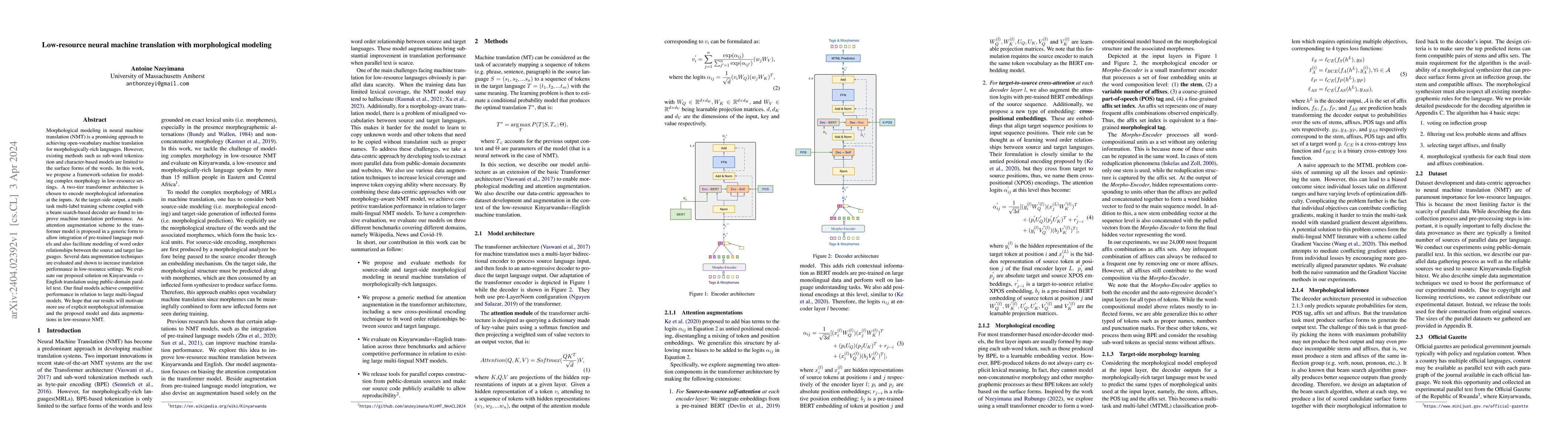 Thumbnail for Low-resource neural machine translation with morphological modeling