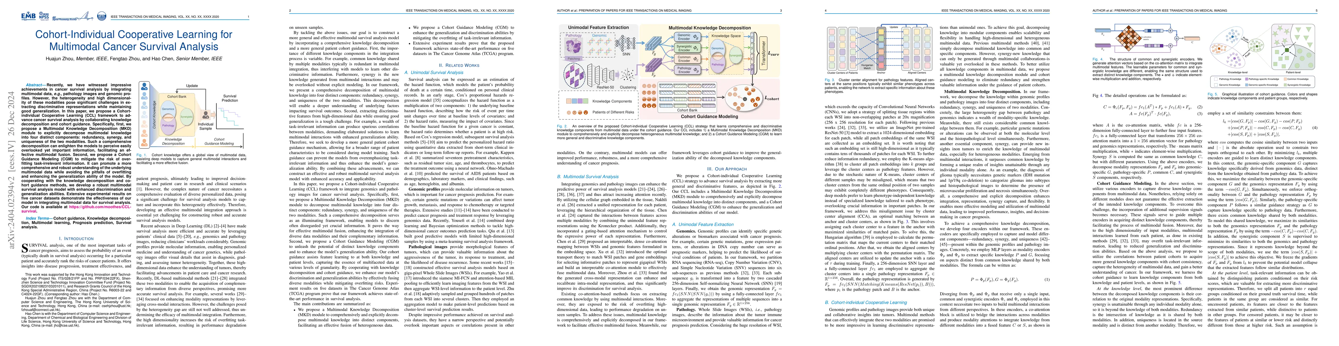 Thumbnail for Cohort-Individual Cooperative Learning for Multimodal Cancer Survival
  Analysis