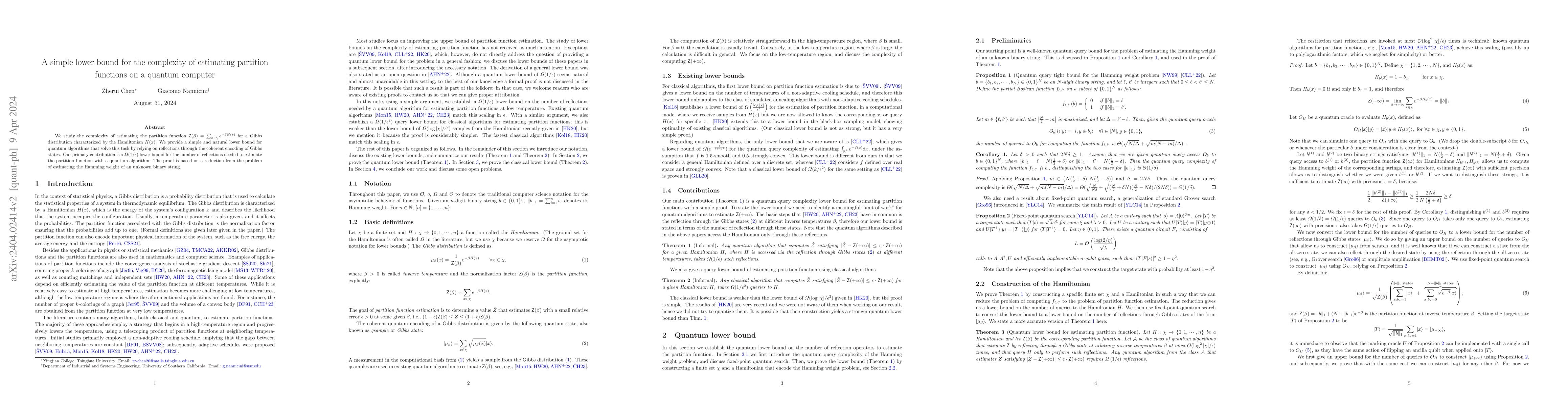 Thumbnail for A simple lower bound for the complexity of estimating partition
  functions on a quantum computer