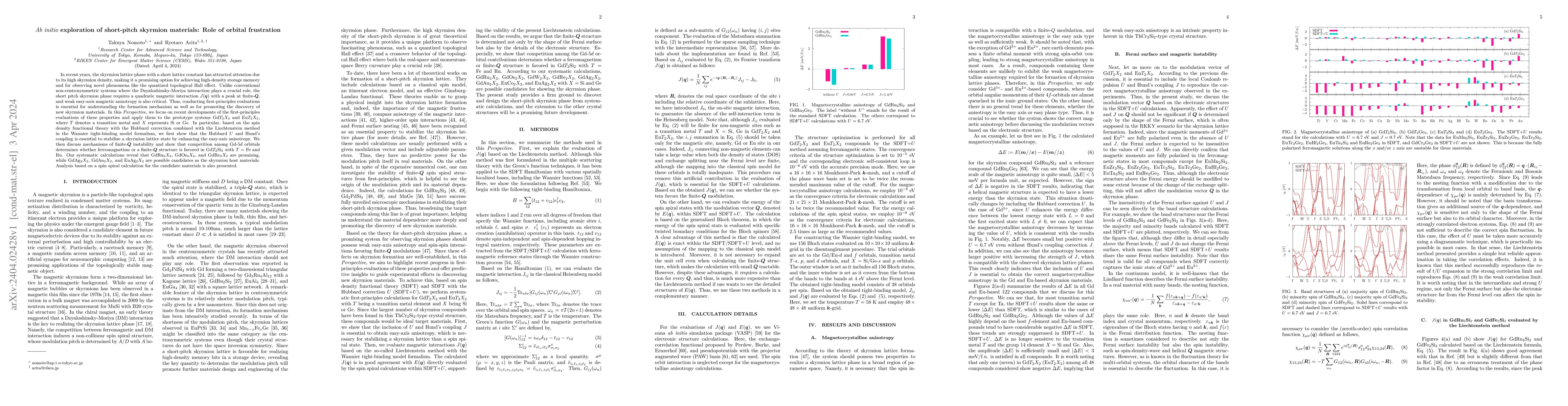 Thumbnail for Ab initio exploration of short-pitch skyrmion materials: Role of orbital
  frustration