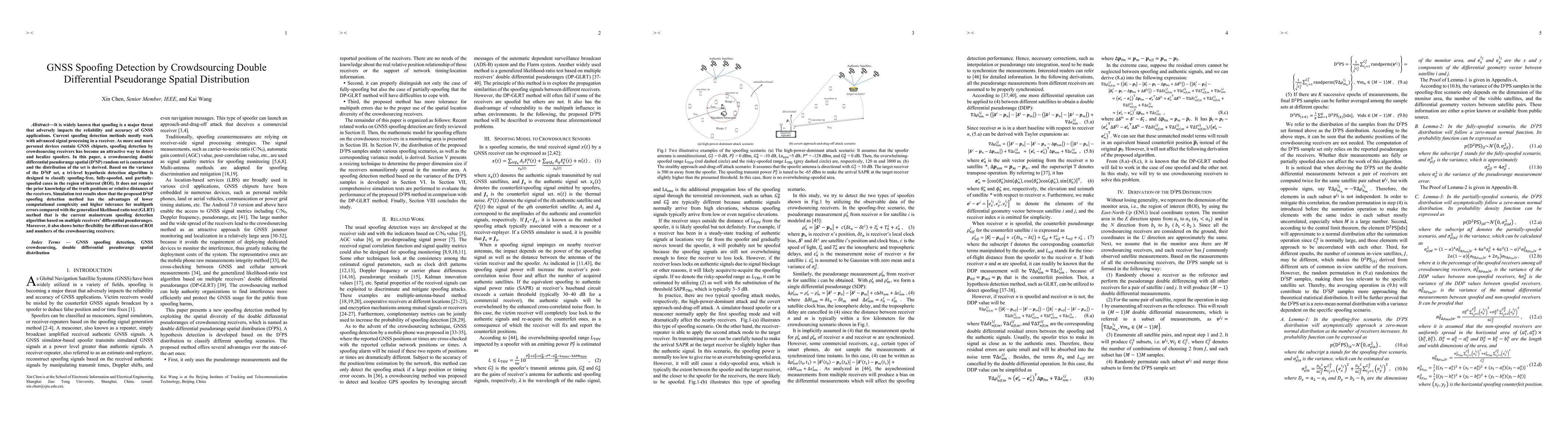 Thumbnail for GNSS Spoofing Detection by Crowdsourcing Double Differential Pseudorange
  Spatial Distribution